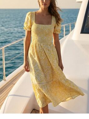 Lost + Wander dress yellow floral Dress Size L